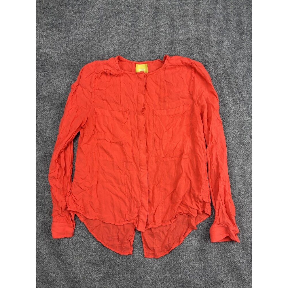 Maeve Shirt Womens 8‎ Orange Long Sleeve Button Down Chest Pockets Anthropologie